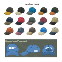 Venta al por mayor personalizado dos tonos de algodón lavado papá sombrero 6 paneles no estructurado suave gorra de béisbol para los hombres de tela de terciopelo Gorras