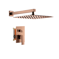 Ensemble de salle de bain moderne en laiton couleur or rose, avec mitigeur de douche à poignée unique, douchette et buse de massage à jet doux effet pluie, pour appartement et villa