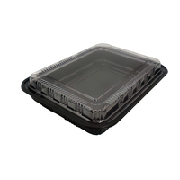 Boîte à sushi jetable noire en gros JY-830, boîte d'emballage alimentaire en plastique