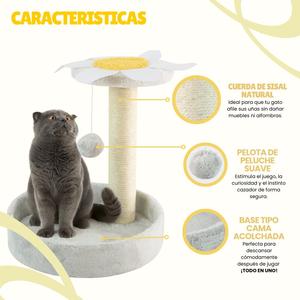 เสาข่วนแมวยี่ห้อ Yommy พร้อมของเล่นแขวนทำจากเส้นใยไซซอล มี 3 สี 4 แบบฐาน - Product Image 2