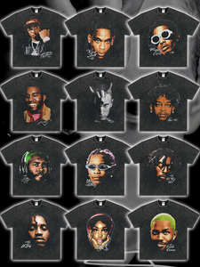 T-shirt Casual a mezza manica con stampa retrò da uomo <span class=keywords><strong>Rap</strong></span> estivo pesante da 300 grammi di cotone 100% a maniche corte con vecchio colletto piccolo - Product Image 2