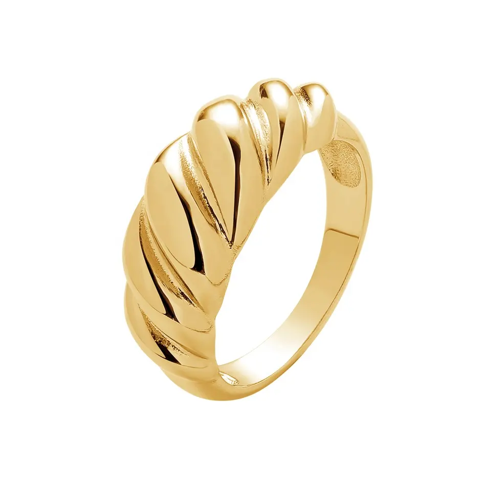 Nagosa 925 Sterling silver Croissant Ring Wholesale Finger Ring 18K Gold Vermeil Croissant Dome Ring