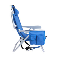 Soleil des vacances d'été Top vente Hitree Lace-up Design Aluminium Confortable Sac à dos Plage Chaise pliable avec glacière