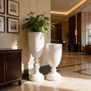 Vaso da terra a strati a forma di calice, leggero, resistente, contemporaneo, in fibra vegetale, <span class=keywords><strong>per</strong></span> decorazioni eleganti di matrimoni, banchetti ed eventi - Product Image 2