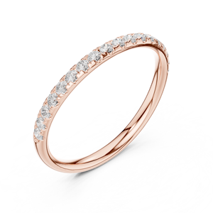 Rose Gold Lab Grown Diamond Pavé Eternity Band Delicate Micro-Prong <b>Stacking</b> Wedding <b>Ring</b> Women's Fine Jewelry - Product Image 4