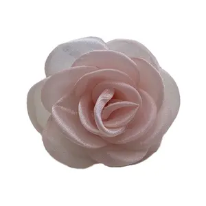 8.5cm fait à la main organza tissu rose bourgeon fleurs bricolage chaussures cheveux accessoires