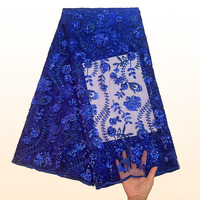 Tissu en dentelle brodée de sequins et de nœuds en filet français, maille africaine tricotée de haute qualité, respirant et léger, pour la décoration intérieure