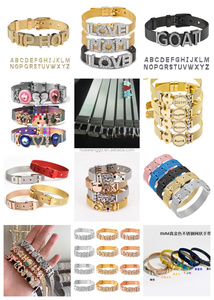 Low Price High Quality Stocked Fashion Jewelry 8mm Slide Letters Alphabet Rhinestone Slide <strong>Charms</strong> <strong>Silver</strong>/Gold Accessory Hollow Out Slider Letters - Product Image 3