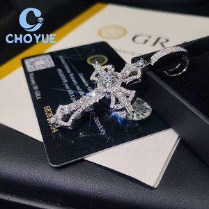 Top Quality 925 Sterling <b>Silver</b> Moissanite Cross Pendant Round Cut Hip Hop <b>Charm</b> for Men Women Pass Diamond Tester with GRA - Product Image 4