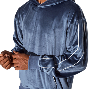 Sweat-shirt à capuche épais de luxe coupe classique automne-hiver 2026, manches classiques, couleur unie nude, sans cordon, 100 % coton velours - Product Image 1