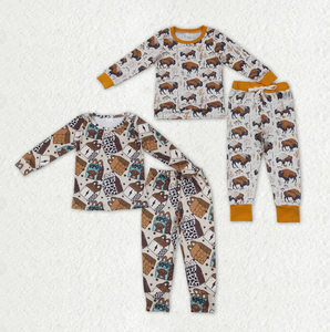 Ensemble assorti pour enfants American Ranch, motif vache bison, tenue décontractée à manches longues - Product Image 4