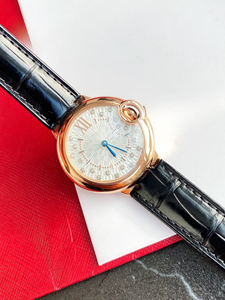 Montre mécanique automatique élégante et tendance, bracelet en cuir de vache à motif crocodile noir brillant, cadran radial gravé - Product Image 5