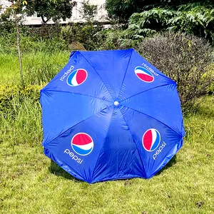 Paraguas de Sol de 1,8 m para exteriores, Manual grande abierto, logotipo personalizado impreso, publicidad promocional, comercial, sombrilla de playa de Pepsi, sombrillas