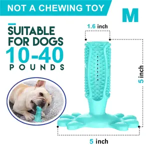Mainan Stik Sikat Gigi Anjing Karet Alami, untuk Perawatan Gigi Anak Anjing