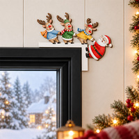 Pendentif en bois Père Noël, Bonhomme de neige, Élan – Décoration murale de Noël pour la maison, cadeau
