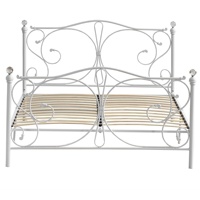 Lit en métal au design moderne, taille Queen, avec tête de lit en plaque métallique, cadre de lit en fer, en vente