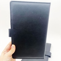 Funda Protectora para Cuaderno A5 de Cuero PU Negro, Cierre Magnético, Múltiples Ranuras para Tarjetas, Ventana Transparente para Identificación, Cubierta Personalizada para Diario