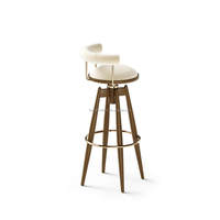 Tabouret de bar pivotant en bois massif de style mid-century avec repose-pieds rembourré pour salon, bar à domicile et salle à manger