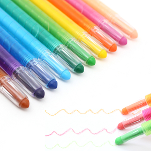 Facile da <span class=keywords><strong>disegnare</strong></span> <span class=keywords><strong>pastelli</strong></span> a forma di pastello <span class=keywords><strong>per</strong></span> bambini 12 colori in plastica <span class=keywords><strong>per</strong></span> il corpo <span class=keywords><strong>pastelli</strong></span> a cera Custom Twistable con logo stampato - Product Image 1