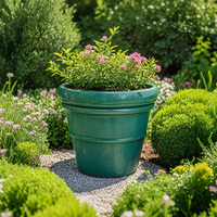Pot de fleur rond moderne en plastique avec soucoupe intégrée Jardinières d'intérieur et d'extérieur colorées