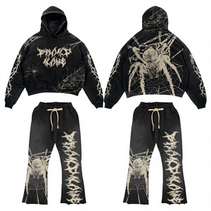 Conjunto Deportivo Gótico de Invierno para Hombre, Sudadera con Capucha, Pantalones Largos Holgados con Cordón Ajustable, 100% Algodón - Product Image 6