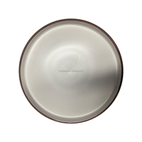 Vente de gros Vaisselle en céramique, ensemble de table en grès émaillé de couleur blanche unie, ensemble de table avec bord de couleur peint à la main