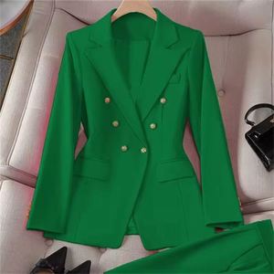 I-0692 Nuevo Estilo Conjunto de 2 Piezas, Abrigo Cruzado, Pantalones de Cintura Alta, Traje de Blazer para Mujer, Atuendos de Oficina Coreanos para Mujer - Product Image 5