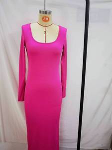 Abito Aderente Ecologico da Donna, Manica Lunga, Collo Quadrato, Casual, Estivo-Autunnale, Nero, per Feste e Club - Product Image 2