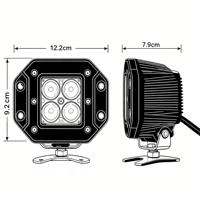 Projecteur de travail LED 3,3 pouces 12W 800lm 6000K en aluminium moulé sous pression, modes de fixation multiples, lentille 4D, étanche IP68, 12-48V, pour véhicules tout-terrain et camions