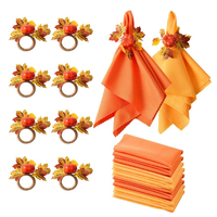 Lot d'anneaux de serviette en acrylique artificiel motif citrouille, feuilles d'érable d'automne, récolte de Thanksgiving, Halloween, imperméables, prix usine, offre spéciale