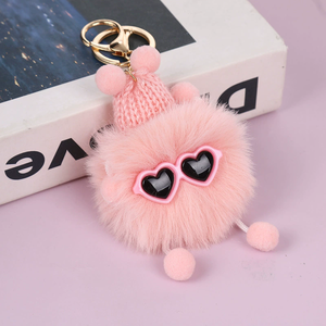 Personnalisé En Gros Mignon En Peluche Boule De Charbon Pompon Porte-clés Dessin Animé Moelleux Pom Pom Porte-clés Sacs Porte-clés Accessoires - Product Image 3