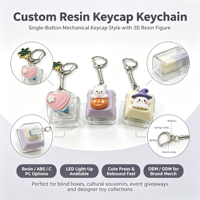 Weimei Toy ODM Custom Resin Keycap Keychain Wholesale Cute 3D LED Lighting Resin Figure Keycap Keychain Backpack Pendant Gift