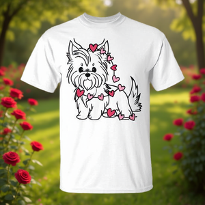 T-shirt personnalisable pour la Saint-Valentin pour les amoureux des chiens, cadeau promotionnel personnalisable pour les propriétaires de Yorkshire Terrier - Product Image 2