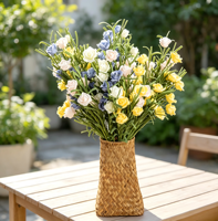 Vente chaude : Spray de roses artificielles effet naturel, fabriquées à la main, avec 9 têtes de fleurs en PE, pour la décoration de la maison et de mariages