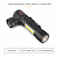 Lampe torche laser blanche rechargeable, zoomable, lumière de travail COB pour inspection, conception à angle droit avec queue magnétique