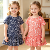 Robes d'été pour filles, robes trapèze mi-longues à manches courtes, vêtements pour enfants en coton respirant, robes pour filles en gros