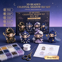 Kit DIY Elfe 3D Perlé Effrayant et Adorable, 4 Pièces, Ensemble de Fabrication de Mini Poupées Perlées d'Halloween, Kit d'Artisanat Fait Main pour Débutants, Cadeau