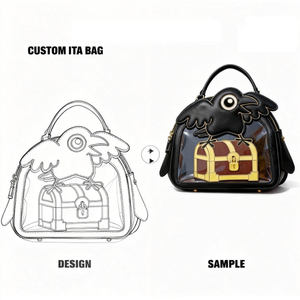 Bolso Ita personalizado con diseño de baúl gótico de cuervo, grande, con ventana transparente, de cuero PU, estilo fantasía oscura, para exhibir pines de anime - Product Image 1