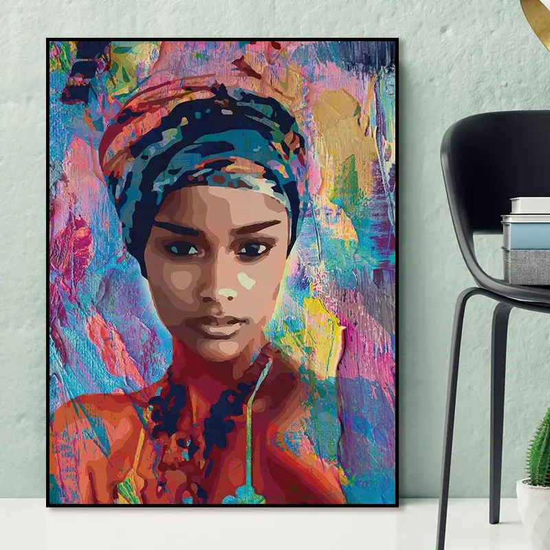 Abstracte Figuur Art Woondecoratie Portret Art Doek Afrikaanse Art Werk Schilderijen