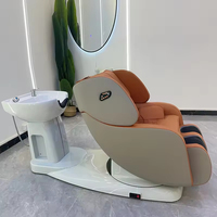 Chaise électrique moderne avec shampoing et bol pour salon de coiffure Nouveau design de lit de massage en cuir synthétique avec lavage à contre-courant pour salon ou hôtel