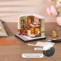 Diorama de librairie 2027, Bloc-notes, Fenêtre cintrée, Étagère à livres, Fauteuil, Logo personnalisé, Ornement de bureau, Art papier, Papier mémo découpé au laser