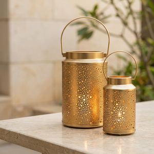 Wholesale Moroccan <b>Gold</b> Handmade Metal Votive Candle <b>Lanterns</b> for Weddings Event Decoration - Product Image 4