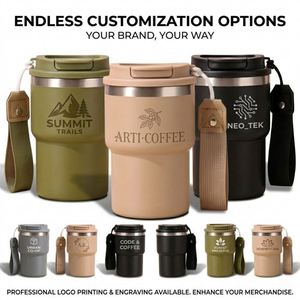 Custom Logo 14Oz Double Wall Promotional Gift Stainless Steel Cup Vacuum <b>Insulated</b> Travel Coffee <b>Mug</b> With Rope Handle - Product Image 5