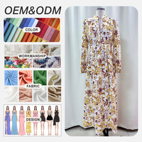Nouveau design de robe à manches longues pour femmes, imprimé fleuri, dramatique, grande taille, robe à volants pour femmes, abaya, robe de Dubaï, vêtements en vrac