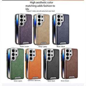 Étuis de téléphone portable en cuir PU magnétique électro-plaqué de luxe pour Samsung S26 S24 Ultra S25 Plus, charge sans fil, protection contre les chocs - Product Image 2
