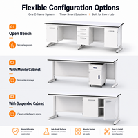 Banc de travail de laboratoire en forme de C, mobilier de laboratoire modulaire avec armoire mobile, poste de travail résistant aux produits chimiques pour projets de recherche