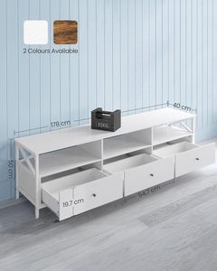 Meuble <span class=keywords><strong>TV</strong></span> pour <span class=keywords><strong>TV</strong></span> jusqu'à <span class=keywords><strong>80</strong></span> pouces, Table <span class=keywords><strong>TV</strong></span> avec 3 tiroirs et 3 étagères ouvertes, 40x178x50 <span class=keywords><strong>cm</strong></span>, pour le salon - Product Image 4