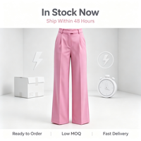 Pantalon plissé taille haute pour femme, coupe large, fluide et doux, idéal pour le bureau ou les occasions décontractées, personnalisable OEM/ODM, en stock