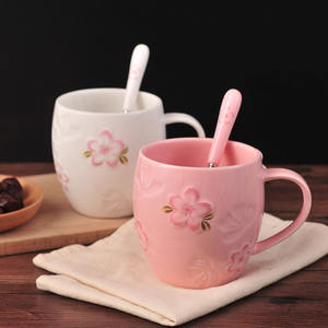 Taza de Cerámica con Diseño de Flores de Cerezo, Taza para Parejas, Taza para Café, Leche, Té, Venta Directa de Fábrica - Product Image 2