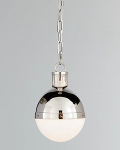 Lámpara colgante de esfera de metal plateado moderno con acabado espejado | Lámpara colgante minimalista para decoración de pasillo de dormitorio - Product Image 1